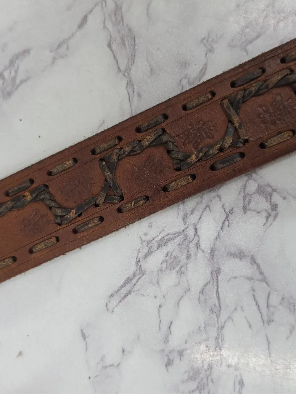 Levi's Classic Brown Leather Belt with Braided Laced Detail